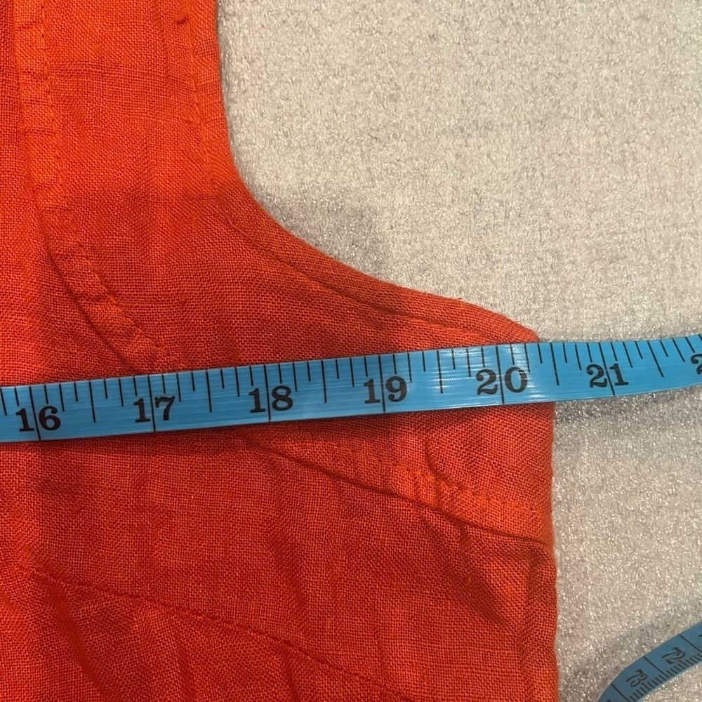 [L]Lina Tomei Sleeveless Orange Red 1/2 Button-Up Shift Dress - Picture 6 of 7